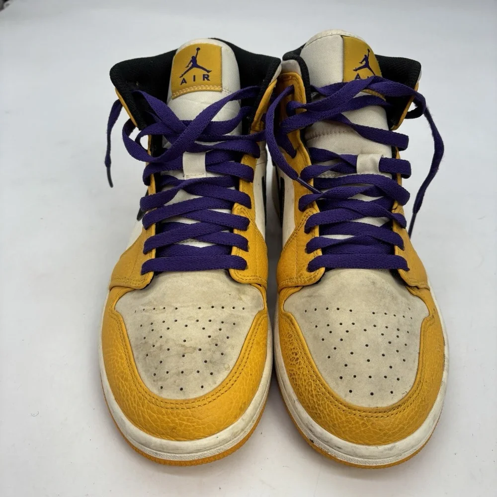 Jordan 1 SE Lakers Yellow Shoes Mens 9.5 Lace Up Mid Top Sneakers Skater y2k
